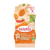 Meniu din legume cu legume, quinoa si carne de pui +12luni, 2 x 200g, BabyBio