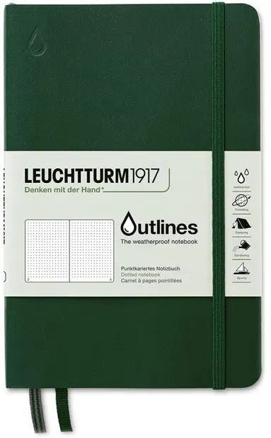 Caiet Leuchtturm1917 - Outlines, B6+, rezistent la apa, verde