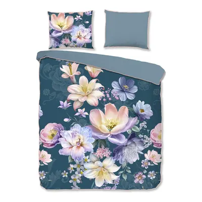 Lenjerie de pat albastră din bumbac satinat pentru pat dublu/extinsă 200x220 cm Mirery – Descanso