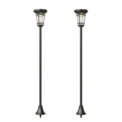 Outsunny Felinar solar set 2 buc. Lampă de podea reglabilă 180 cm cu 2 moduri de luminozitate, senzor de lumină, comutator, IP44 | Aosom Romania