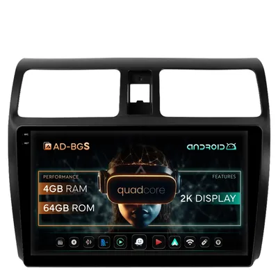 Navigatie 2K Suzuki Swift (2003-2010), Android, S-Quadcore 4GB RAM + 64GB ROM, 10.36 Inch - AD-BGS100042K+AD-BGRKIT301