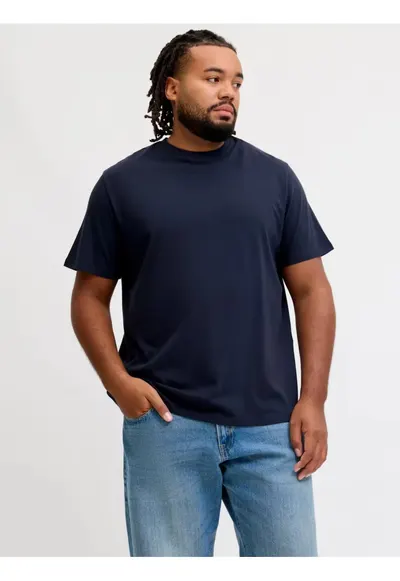 Tricou simplu - barbati big sizes - din bumbac organic - Relaxed Fit - Bleumarin inchis