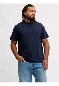 Tricou simplu - barbati big sizes - din bumbac organic - Relaxed Fit - Bleumarin inchis