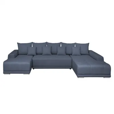 Coltar extensibil MARIBO U, cu arcuri si lada depozitare, colt dreapta, albastru, 350x203x90 cm