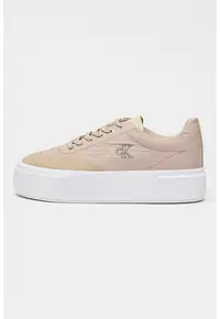 Pantofi sport flatform cu detaliu cu monograma brodata - Maro nisip