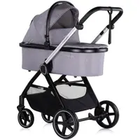 Carucior Chipolino Marbella 3 in 1 cloud grey cu spatar reglabil, suspensii, maner ajustabil, bara detasabila, suport picioare reglabil