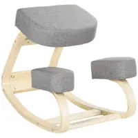 Vinsetto Scaun ergonomic din lemn cu perna captusita din spuma de cauciuc, 51x69x58, Gri | Aosom Romania
