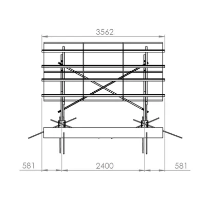 Structura metalica TRV pentru 6 panouri fotovoltaice 2x3, montaj la sol, inclinare 25 grade