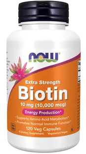 Biotin Extra Strength, 10000 mcg, 120 capsule, Now