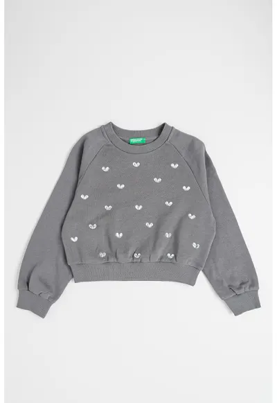 Bluza sport cu inimi - Argintiu/Gri inchis