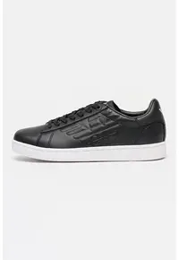 Pantofi spor unisex din piele cu monograma in relief - Gri antracit