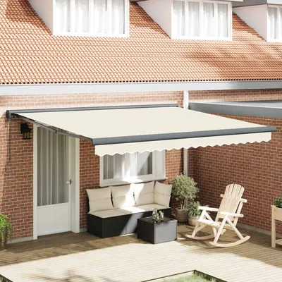 vidaXL Copertină retractabilă Crem 400 x 300 x 165 cm Stofă și Metal