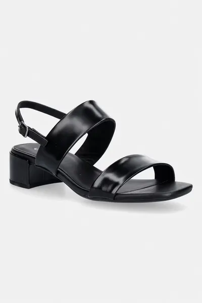 Ecco sandale cu toc jos din piele Livia 35