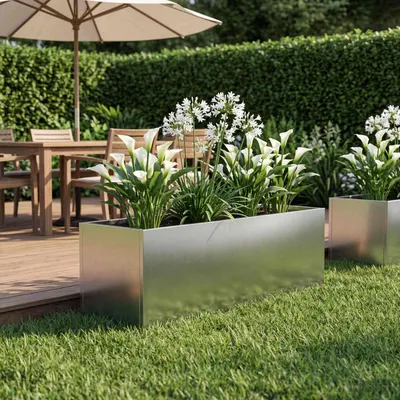 vidaXL Vază pentru Grădină Argintiu 40 x 20 x 20 cm Oţel inoxidabil