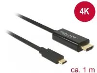 Cablu USB-C la HDMI (DP Alt Mode) 4K30Hz 1m T-T Negru, Delock 85258