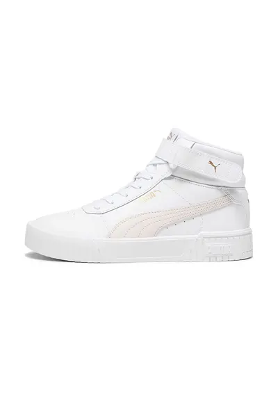 Pantofi sport mid-high de piele si piele ecologica Carina 2.0 - Alb/Piersica