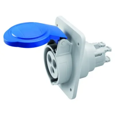 Priza industriala incastrata 10° HP - IP44/IP54 - 2P+E 32A 200-250V 50/60HZ - BLUE - 6H - FAST WIRING