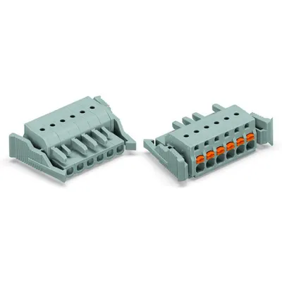 1-conductor female plug; push-button; Locking lever; 2.5 mm²; Pin spacing 5 mm; 13-pole; 2,50 mm²; gray