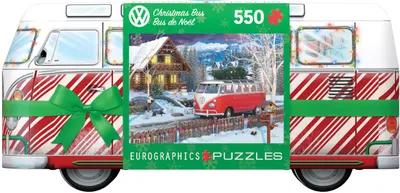 Puzzle in cutie metal Eurographics din 550 de piese - Autobuz de Crăciun