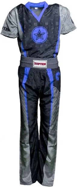 Uniforma kickboxing Big Star, Top Ten, Albastru-Negru, 140 cm