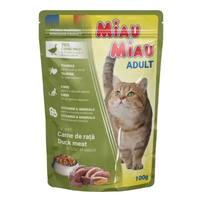 Hrana umeda pentru pisici Miau-Miau, Rata in sos, plic 100g 100g