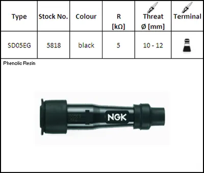 NGK - Pipa bachelita SD05EG