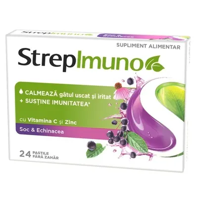 Strepimuno cu soc si echinacea, 24 pastile de supt – Reckitt