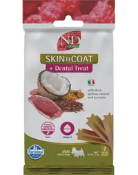 FARMINA N&D Quinoa Dental Treat Skin Coat Duck Mini 60 g recompensa dentara cu rata, pentru caini de rase mici