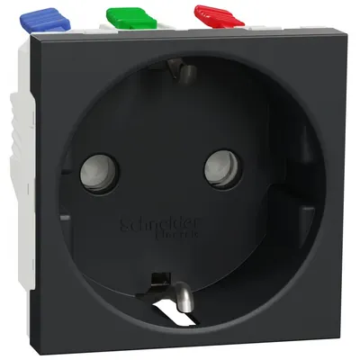 Priza 2P+E 16A, fara sururubi , cu obturator Schneider Noua Unica NU305754, antracit
