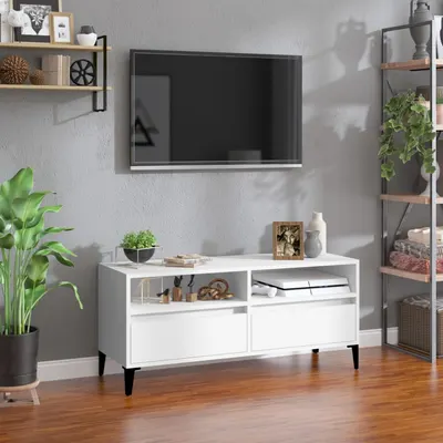 vidaXL Comodă TV, alb, 100x34,5x44,5 cm, lemn prelucrat