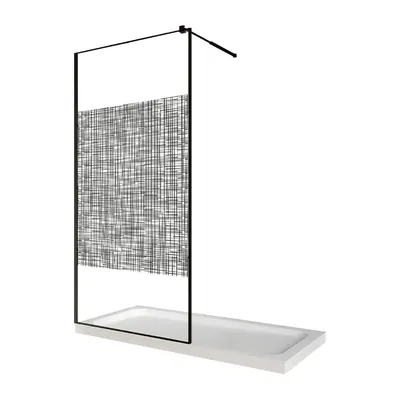 Paravan dus walk in / Perete dus sticla cu model Lines 104 8 mm profil negru mat tija extensibila 90 x 200 cm