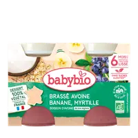 Crema din lapte de ovaz cu banane si afine Bio, 2 x 130g, BabyBio