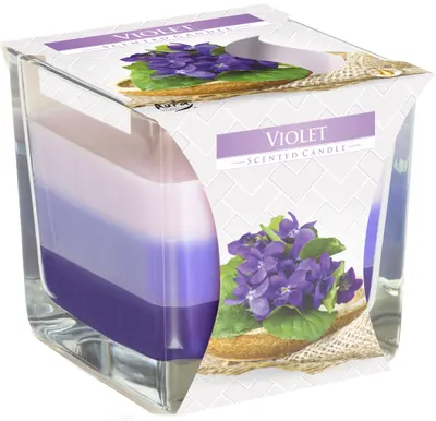 Lumânare parfumată Bispol Aura - Violet, 170 g