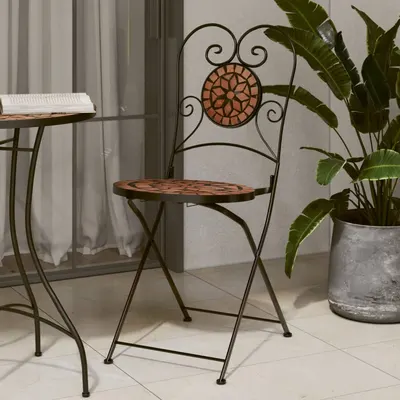 vidaXL Scaune pliante 2 buc. Teracotă Ceramică