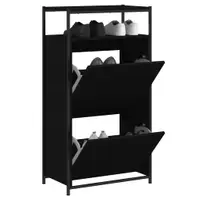 Gossi pantofar, negru, 60x34x112 cm, lemn compozit