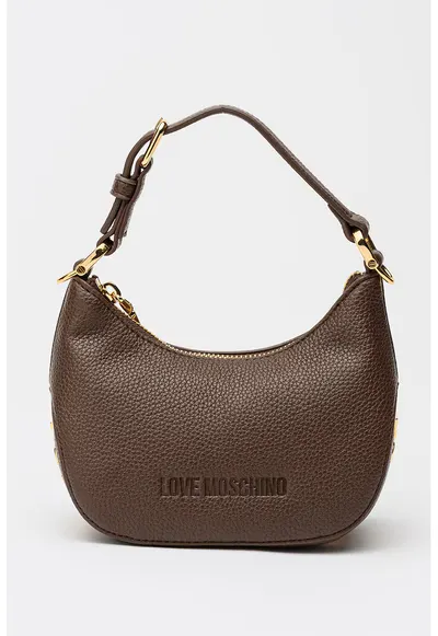 Geanta crossbody de piele ecologica cu logo - Maro inchis