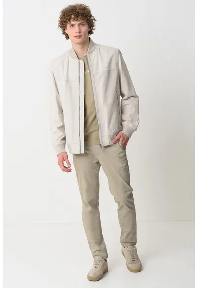 Jacheta de piele cu guler baseball Johice - Grej