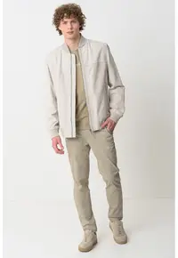 Jacheta de piele cu guler baseball Johice - Grej