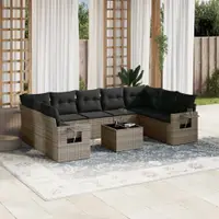 Gossi set mobilier de gradina cu perne, 10 piese, gri, poliratan