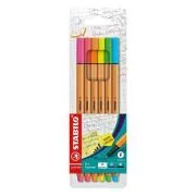 Fineliner Stabilo Point 88, 0. 4 mm, 6 culori, neon/set etui