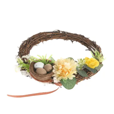 Coronita decorativa de Paste cu oua si flori 40 cm