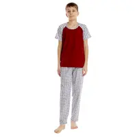 Pijama baieti AP2536 grena/alb imprimeu, Andana | marimea 32 (5/6 ani)