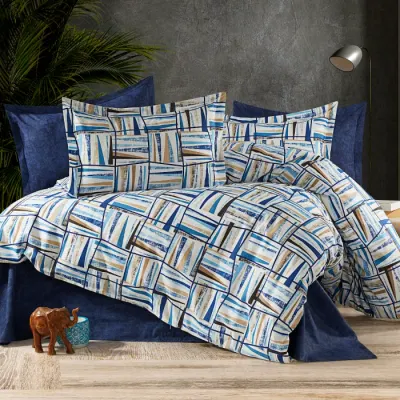 Lenjerie de pat 4 piese, Bumbac Ranforce, cearceaf pat clasic, cearceaf pilota 200x230, 2 fete perna 50x70, 2 fete perna 70x70, RNFN 251