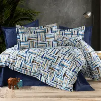 Lenjerie de pat 4 piese, Bumbac Ranforce, cearceaf pat clasic, cearceaf pilota 200x230, 2 fete perna 50x70, 2 fete perna 70x70, RNFN 251