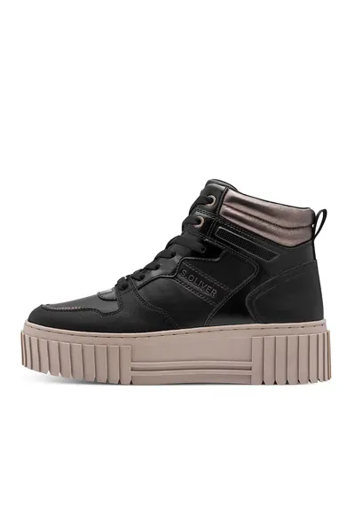 Pantofi sport flatform din piele ecologica - Maro inchis/Negru
