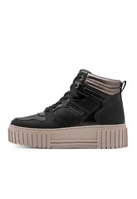 Pantofi sport flatform din piele ecologica - Maro inchis/Negru