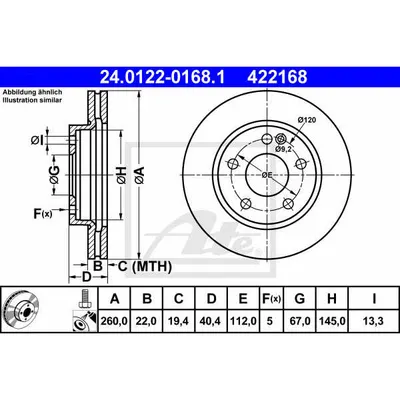 Disc frana ATE 24.0122-0168.1