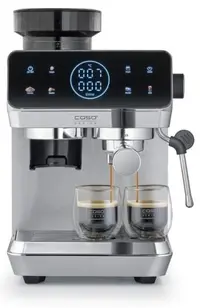 Espressor Caso - EspressoGourmet & Grind, 20 bar, 1.8 l, inox/negru