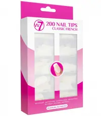 Set 200 bucati Unghii False Tips, Calitate Premium, W7 Classic French, Culoare Alba