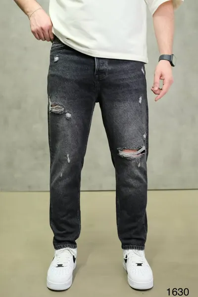Blugi Relaxed Fit Grey Black Destroyed – Urban Distressed Denim (mărime: 38)